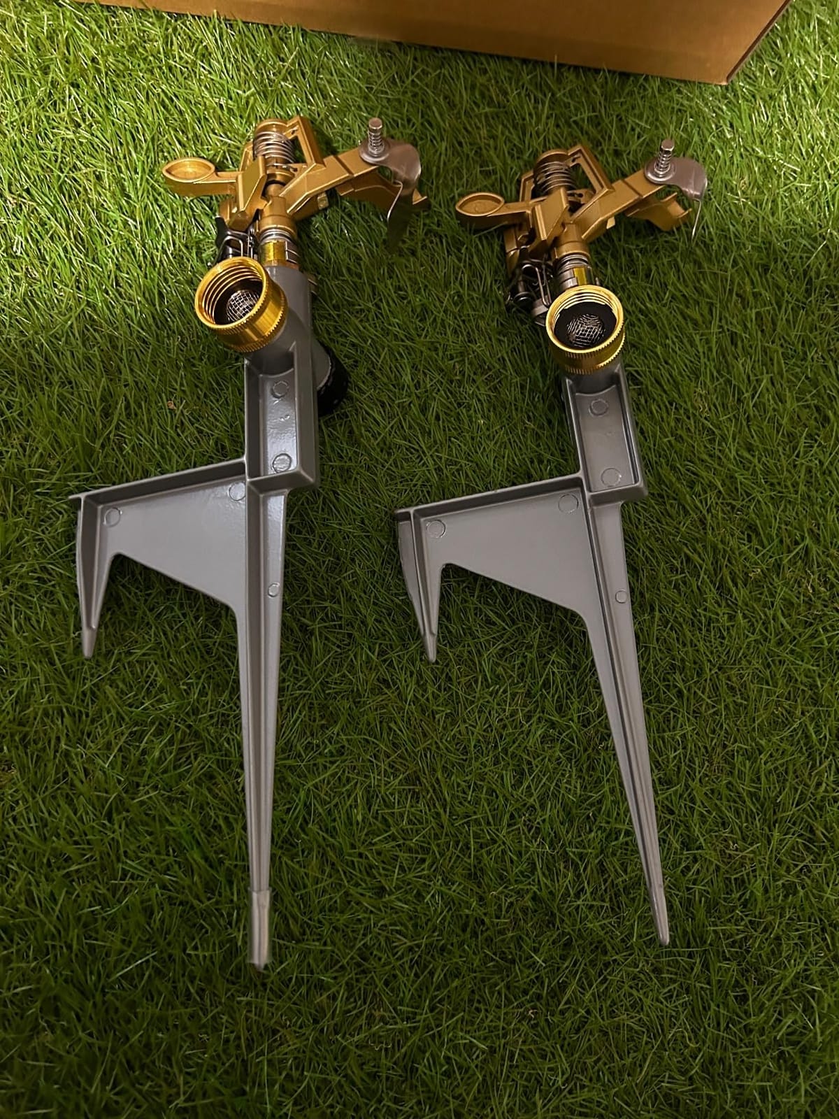 Biswing 2 Pack Impact Sprinkler Head on Metal Step Spike, Heavy Duty Zinc Alloy Lawn Sprinkler, Adjustable Coverage Nozzle on Sturdy Spike Base, 360 Degree Large Area Irrigation customer photo 2