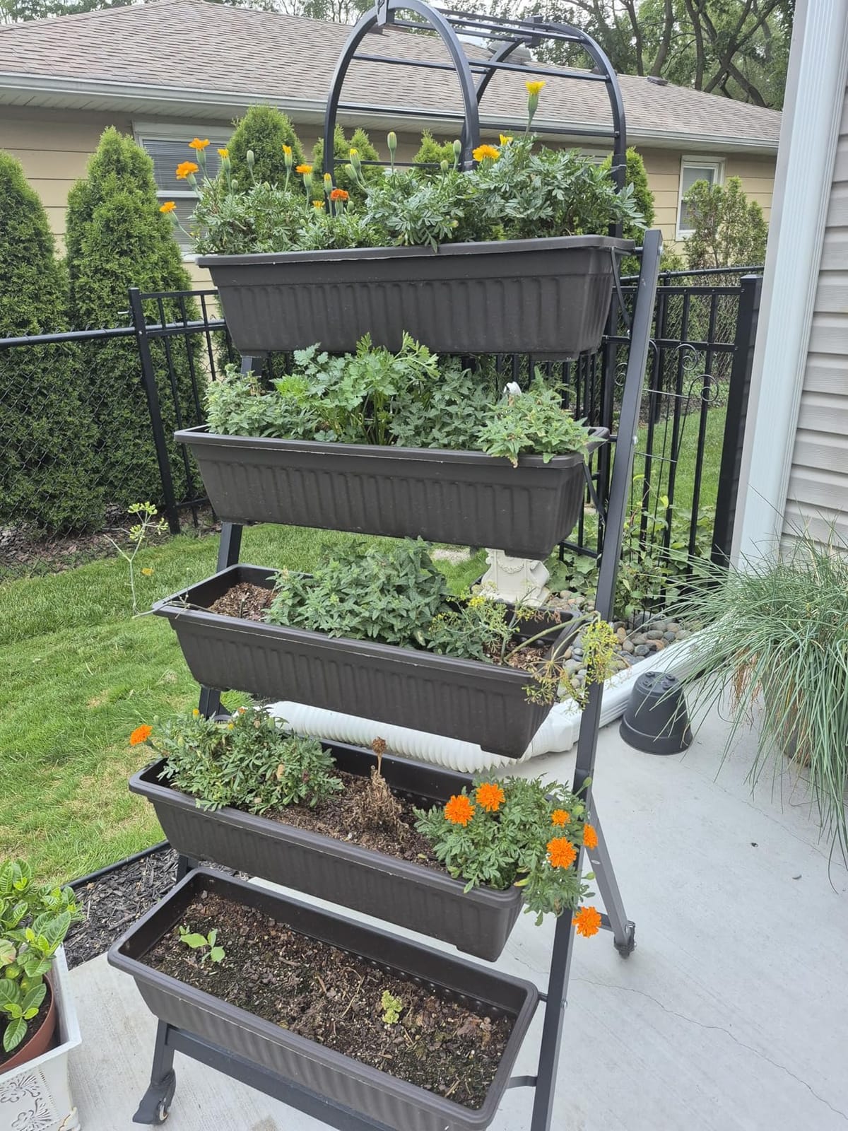 5-Tier Vertical Garden Planter,4.4Ft Planter Box with 5 Container Boxes | Raised Herb Planter Box for Patio Deck Outdoor Indoor, Vertical & Mobile, Black customer photo 2