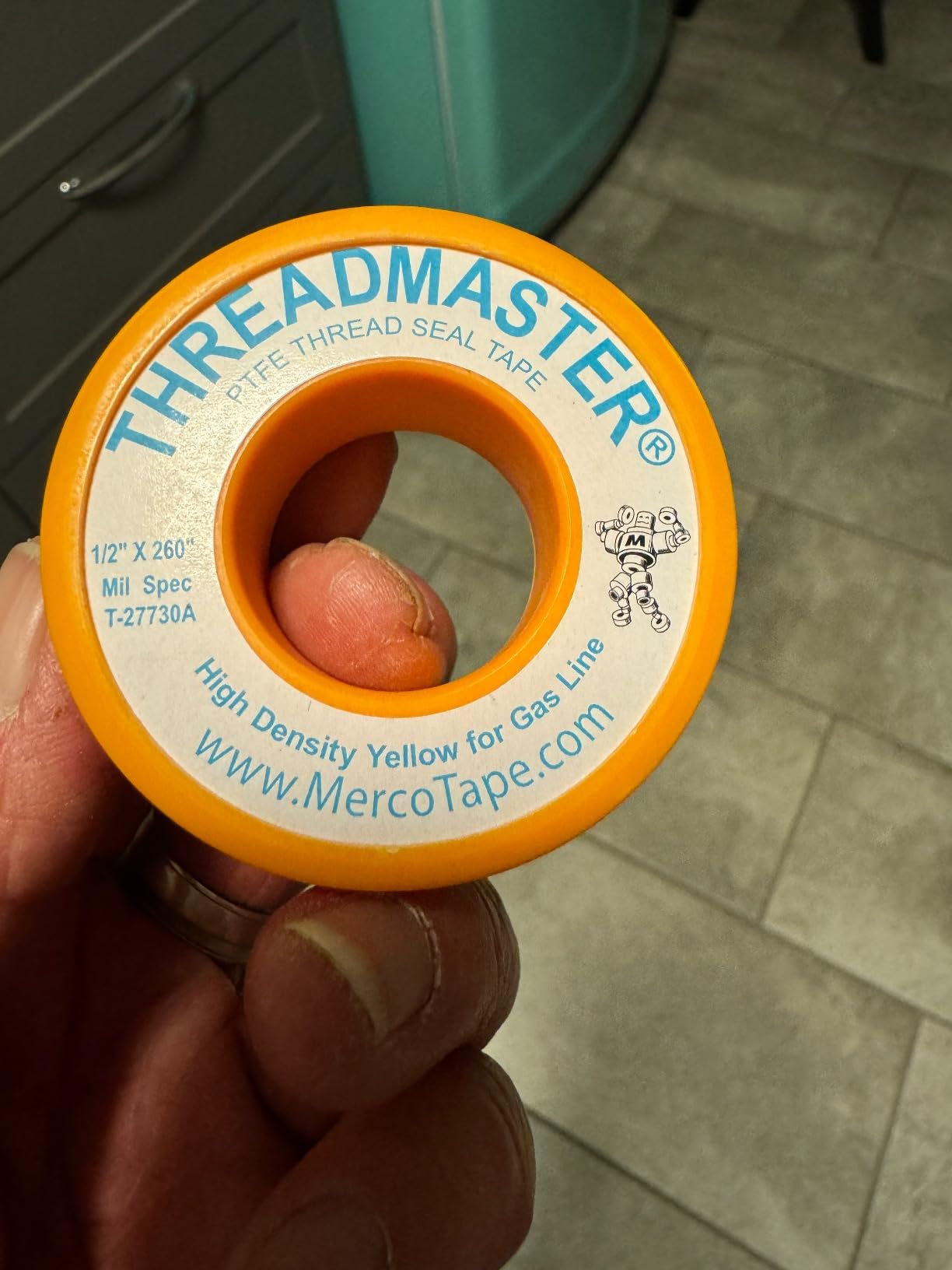 TAPEWELL Yellow Gas Pipe Thread Sealant Tape - 1/2