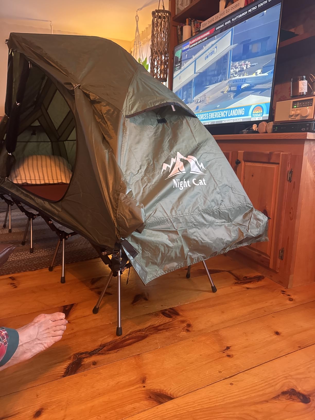 Night Cat Camping Cot Tent - Waterproof 1-Person Off-Ground Combo Cot Bed for Adults Portable Easy Set-up Tent Green 27.5'' Width customer photo 2
