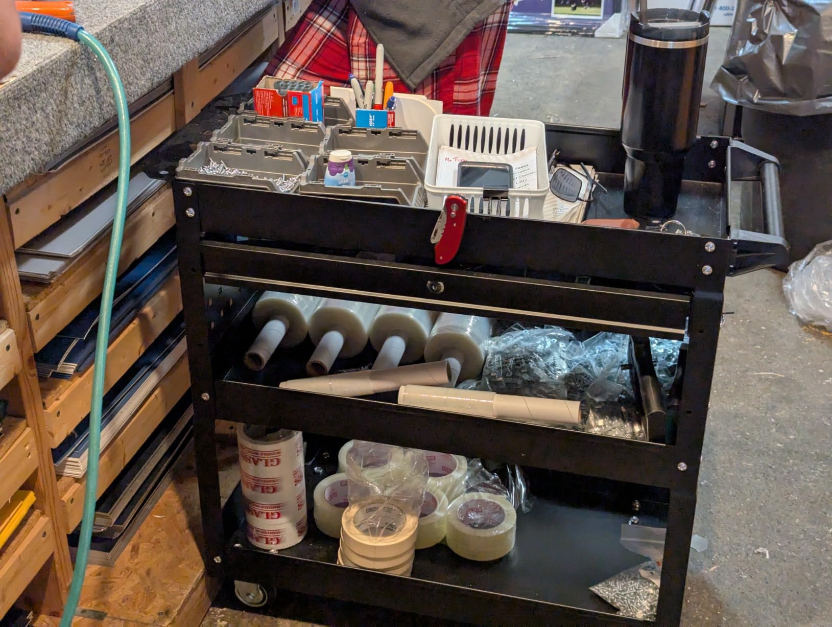 3 Tier Rolling Tool Cart with Drawers, 400 LBS Capacity Mechanic Tool Cart on Wheels, Heavy Duty Utility Cart with Pegboard, Metal Work Cart for Garage and Repair Shop, Matte Black customer photo 1
