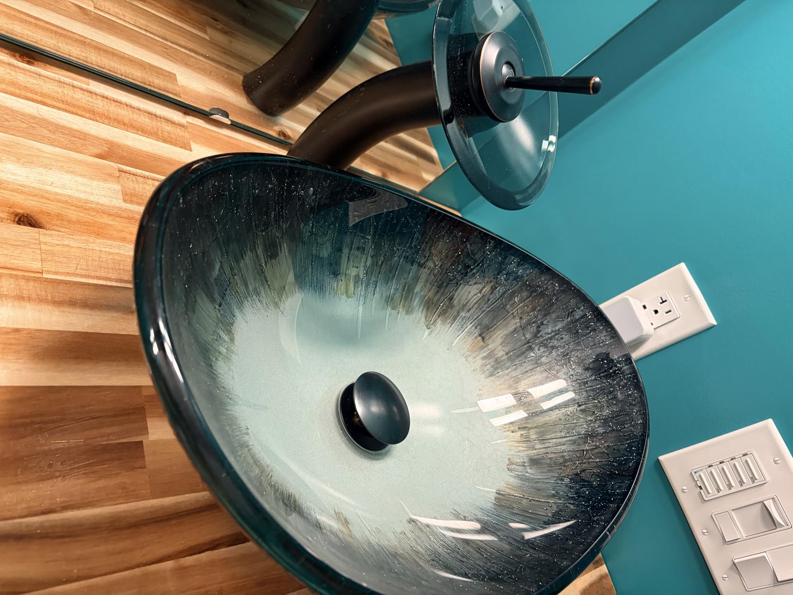 Vessel Sink Bathroom Sinks Tempered Glass Art Basin 20.8