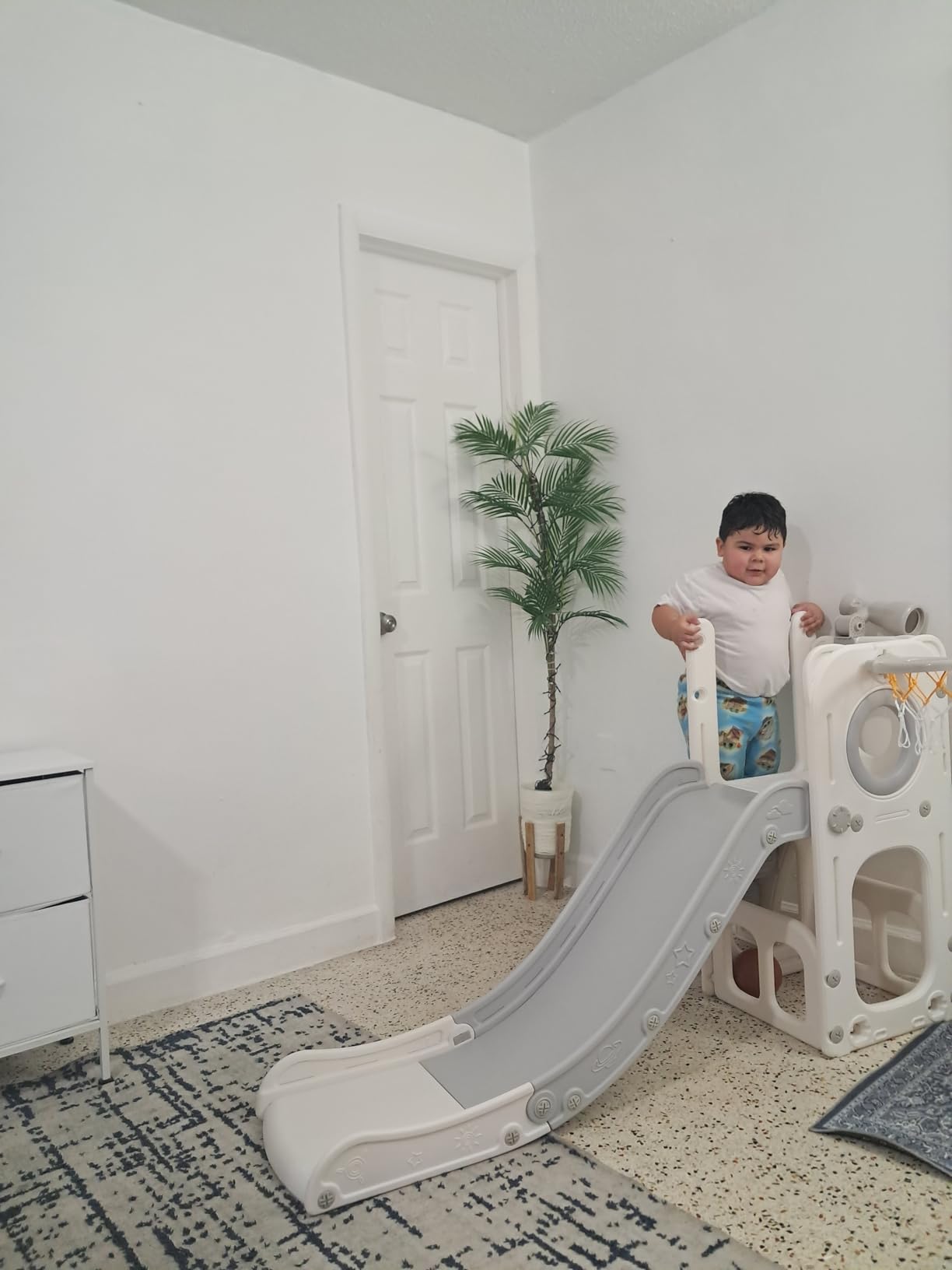 6 in 1 Toddler Playset with Slide,Toddler Slide,Slide for Kids with Basketball Hoop,Ball,Ring Toss,Kids Slide Toddler Playground Toddler Slide Indoor Outdoor Toys customer photo 1
