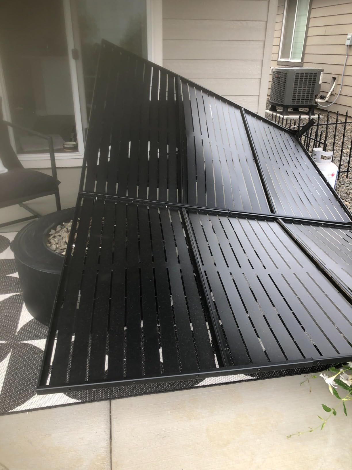 Metal Privacy Screen Outdoor 72 inch H x 47 inch W, Freestanding Decorative Privacy Screen for Balcony Yard and Garden, Privacy Fence-Black and Louvered customer photo 2