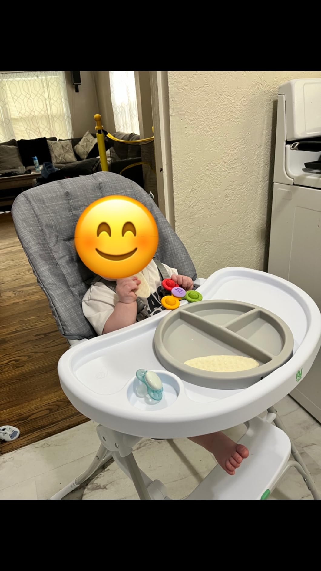 Ingenuity: ity by Ingenuity Sun Valley Compact Folding High Chair, Food-Grade Safe Plate, Safety Harness, for Ages 6 Months and Up, Unisex - Grey customer photo 2