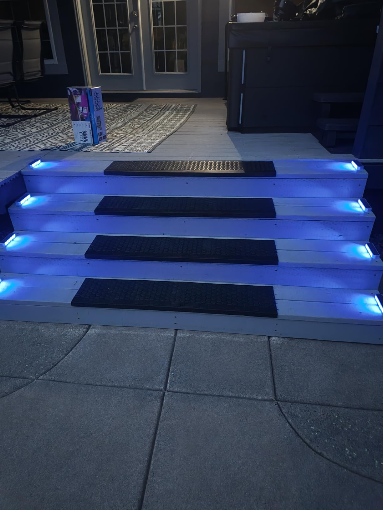 DetarZinLED Solar Step Lights Outdoor IP68 Waterproof 4 Pack Warm White | Solar Power, Auto ON/OFF, Stick on, Sturdy PC Shell, for Outside Stair, Deck, Dock, Walkway, Path, Driveway, Sidewalk, Patio customer photo 1