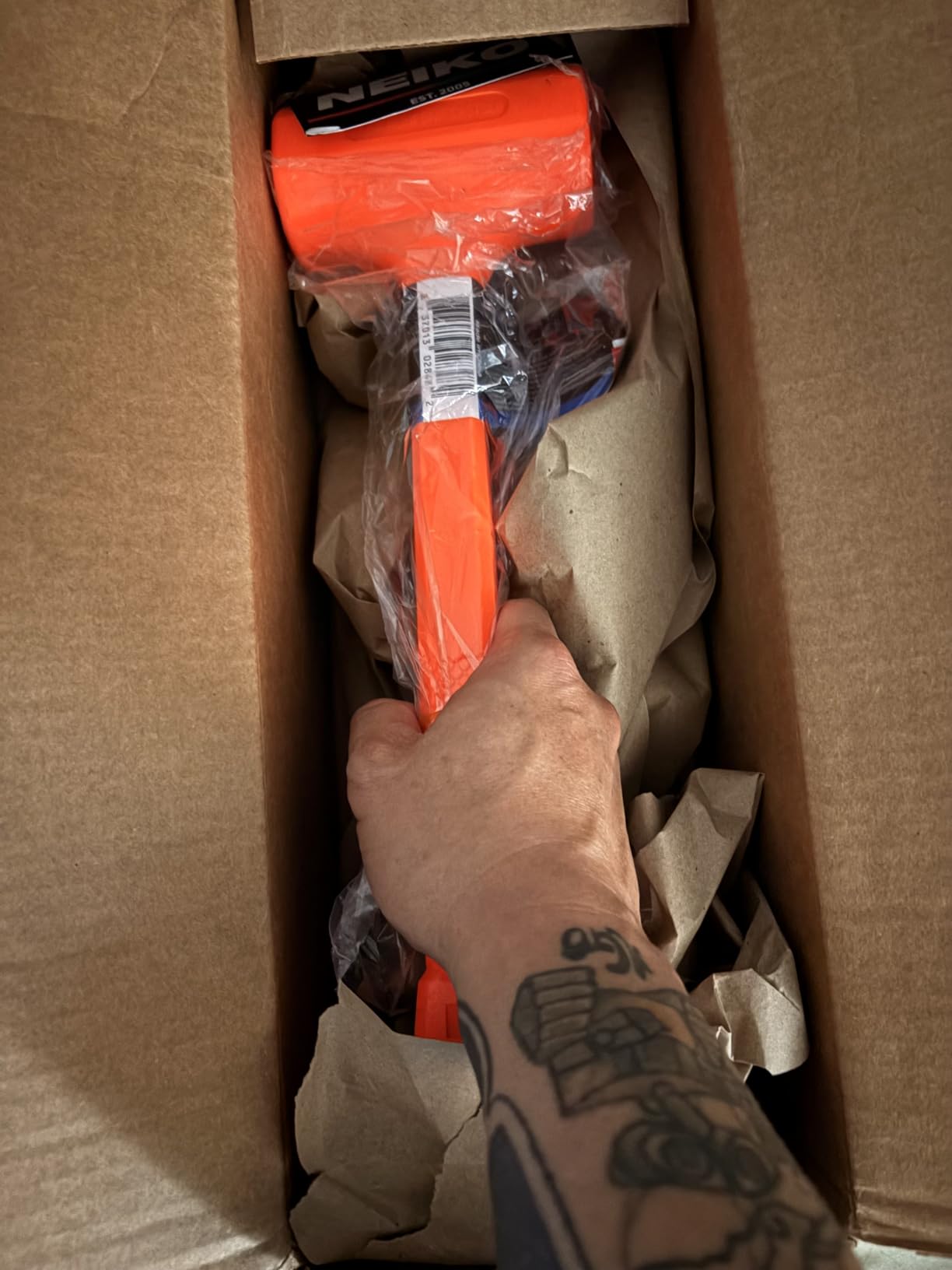 NEIKO 02888A Dead Blow Hammer Set, 3pc Neon Orange Deadblow Mallet, 1lb, 2lb, 3lb Hammers, Spark and Rebound Resistant, Unibody Molded, Checkered Grip customer photo 2