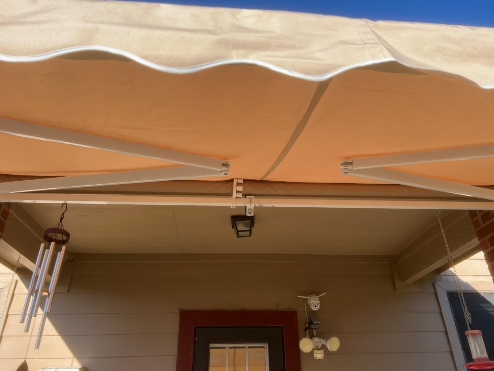 VINGLI 12' x 10' Retractable Awning for Patio Awning Door Awning with Manual Crank Handle, Aluminum Frame Door Canopy UV Resistant (Grey) customer photo 2