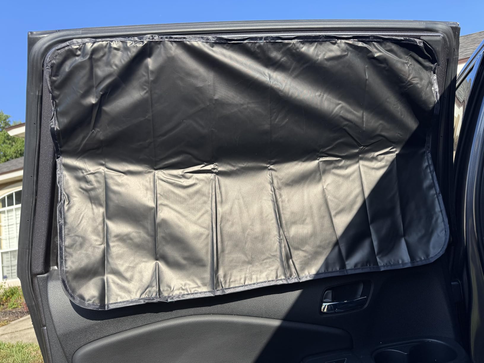 XCBYT Magnetic Car Window Shades for Side Window, 100% Blackout Privacy | 4-Pack 100% blackout privacy & UV cooling for camping & naps. Magnetic attach (iron frames only) for up to 33-inch windows customer photo 1