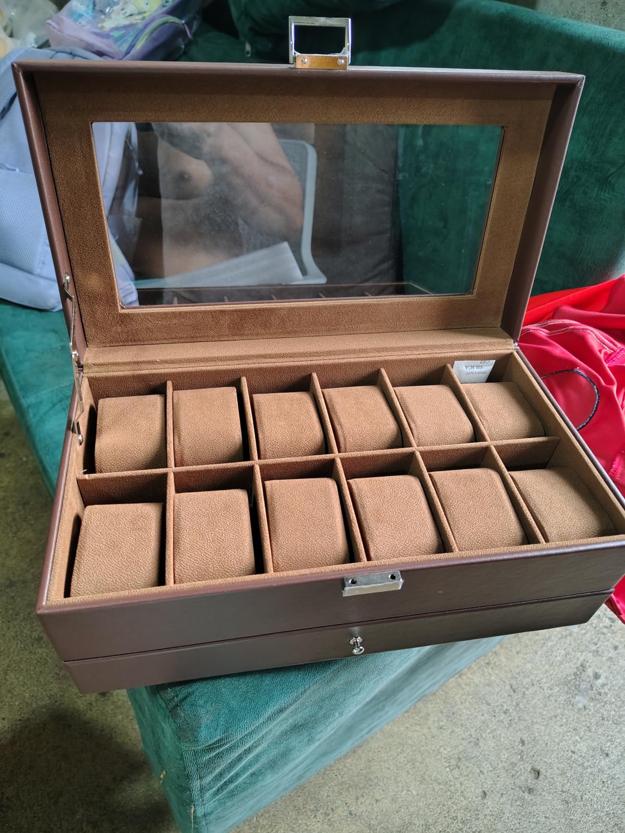 ProCase Watch Box, 12 Slot Watch Case for Men with Drawer, Espresso, 2-Layer Watches Display Case with Glass Lid customer photo 1