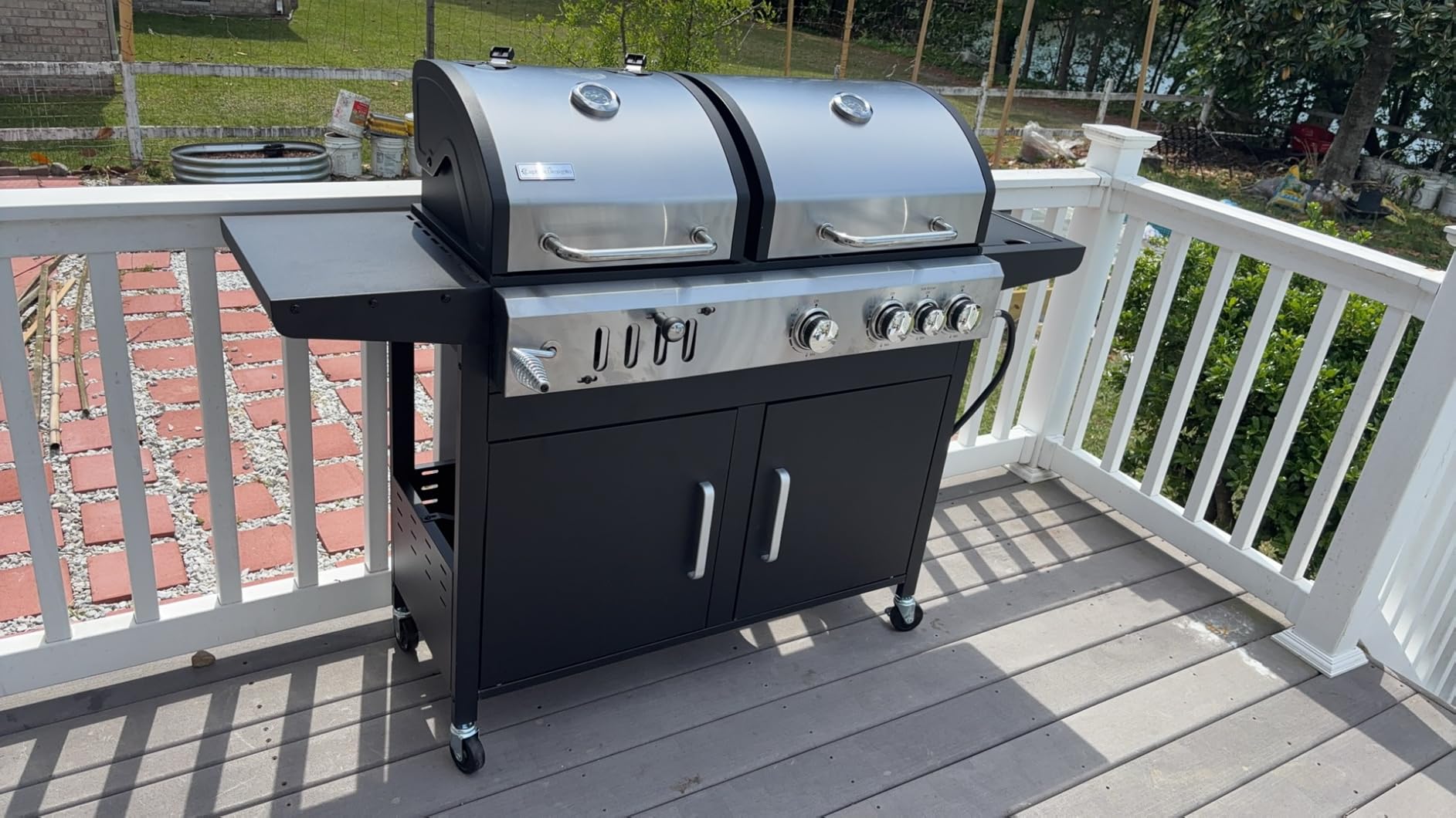 MFSTUDIO Gas and Charcoal Grill Combo w/Side Burner, Dual Fuel, Black customer photo 1