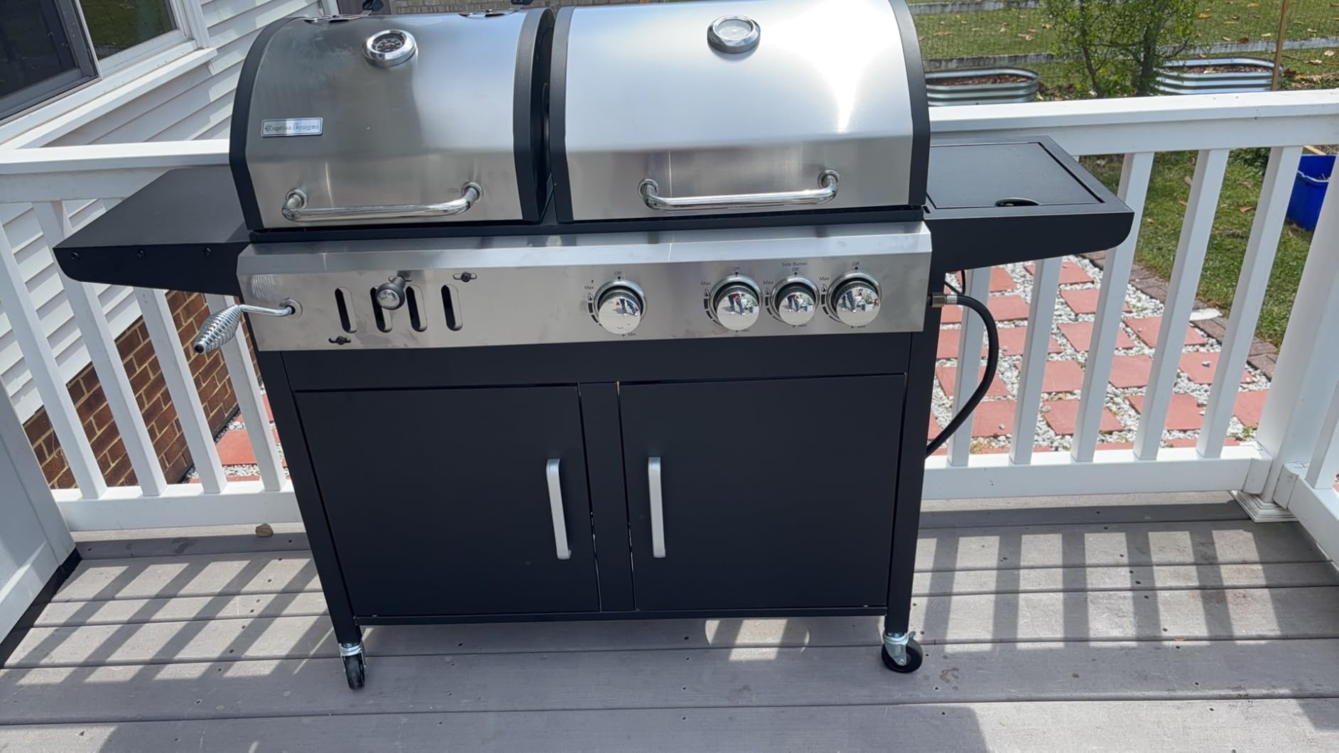 MFSTUDIO Gas and Charcoal Grill Combo w/Side Burner, Dual Fuel, Black customer photo 2