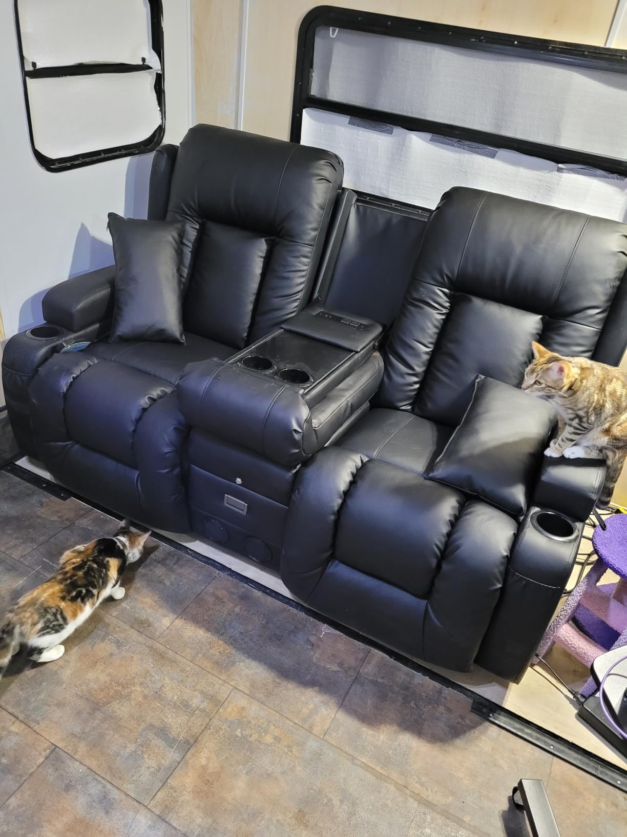 TUNYI Power Loveseat Recliner Sofa with Massage & Heat customer photo 2