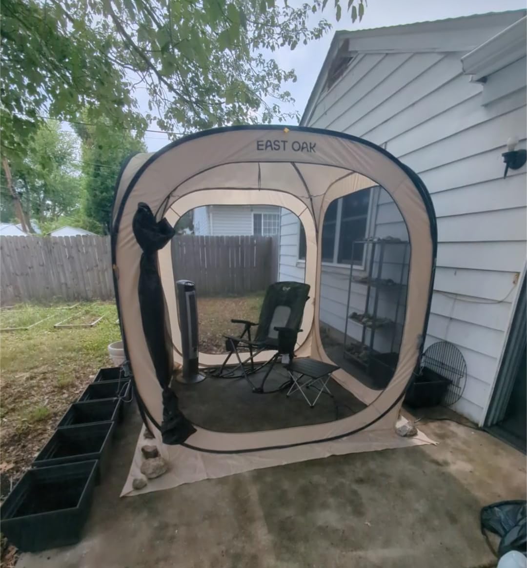 East Oak Screen House Tent Pop-Up, Portable Screen Room Canopy Instant Screen Tent 10 x 10 FT with Carry Bag for Patio, Backyard, Deck & Outdoor Activities, Brown customer photo 2