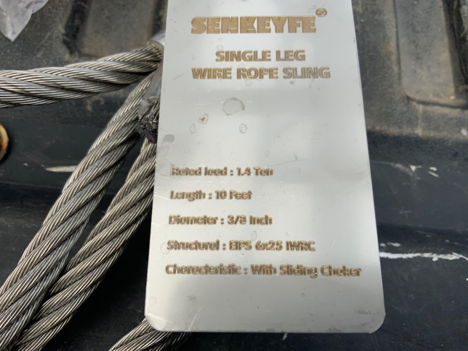 Single Leg Wire Rope Sling, 7.2T Capacity, 3/8