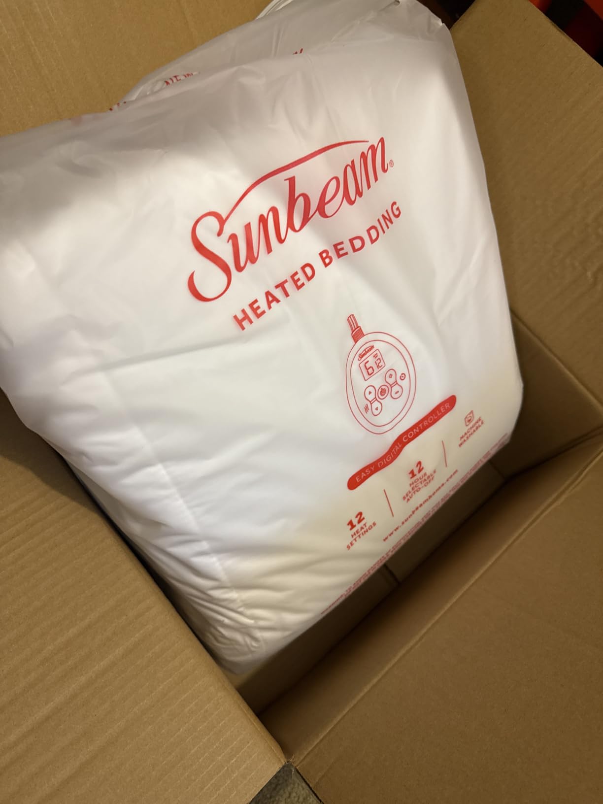 Sunbeam Heated Mattress Pad Quilted 12 Heat Deep Pocket King 80x76 | Digital Controller, Dimming LED, 12-Hour Auto-Off, Overheat Protection, Even Heat & Fits Mattresses up to 18