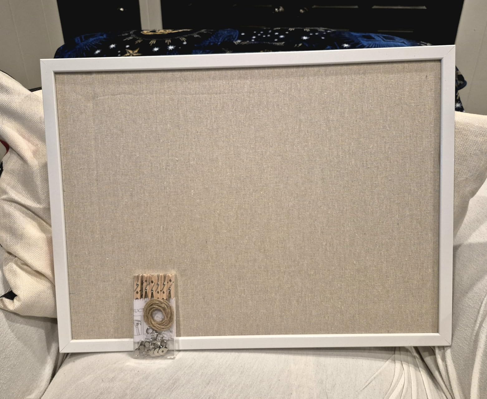 DAHAPYBOO Cork Board with Linen White, Bulletin Board 30