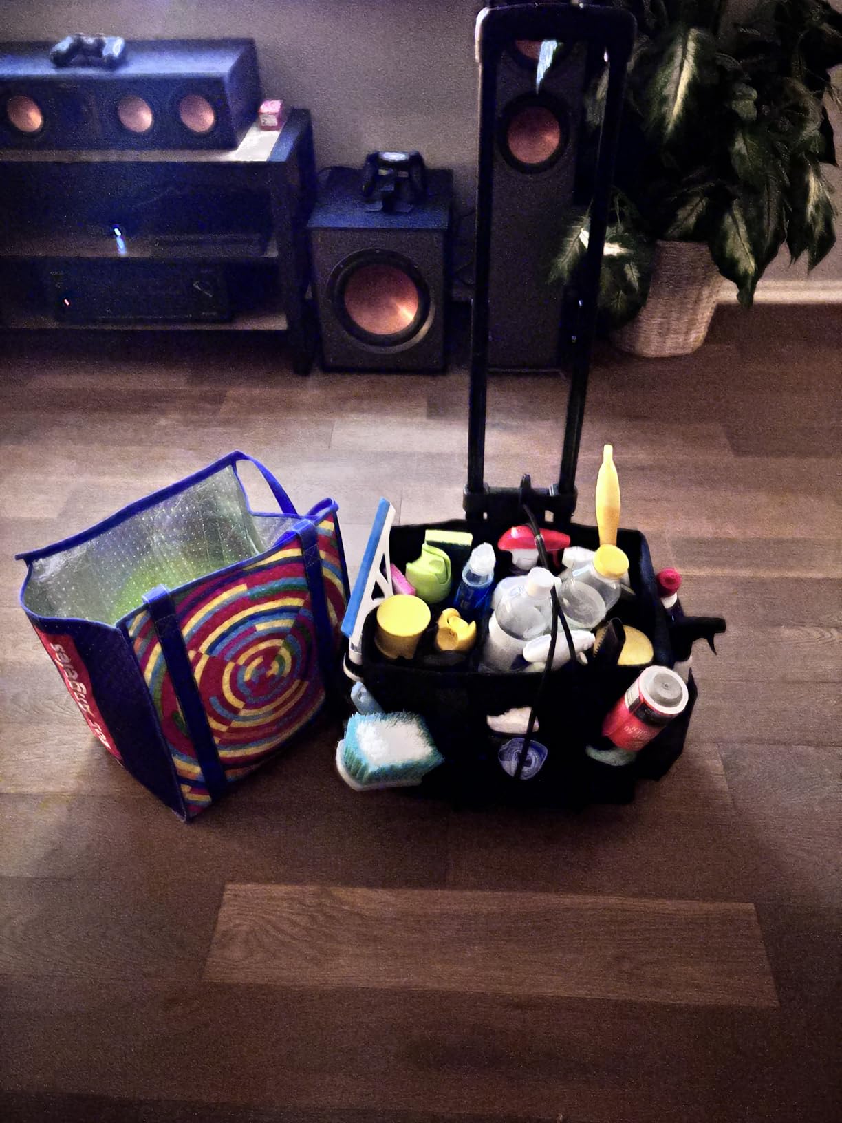 Housolution Rolling Cleaning Caddy Bag with Wheels, Black customer photo 2