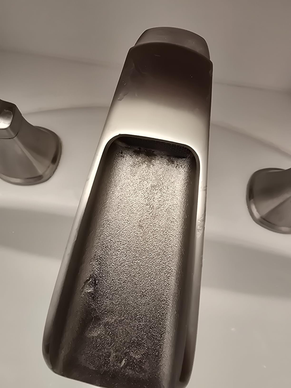 Fapully Brushed Nickel Bathroom Faucet 3 Hole, Waterfall 8 Inch Widespread Bathroom Sink Faucet with Pop-up Drain, Two-Handle Faucet for Bathroom Sink customer photo 1
