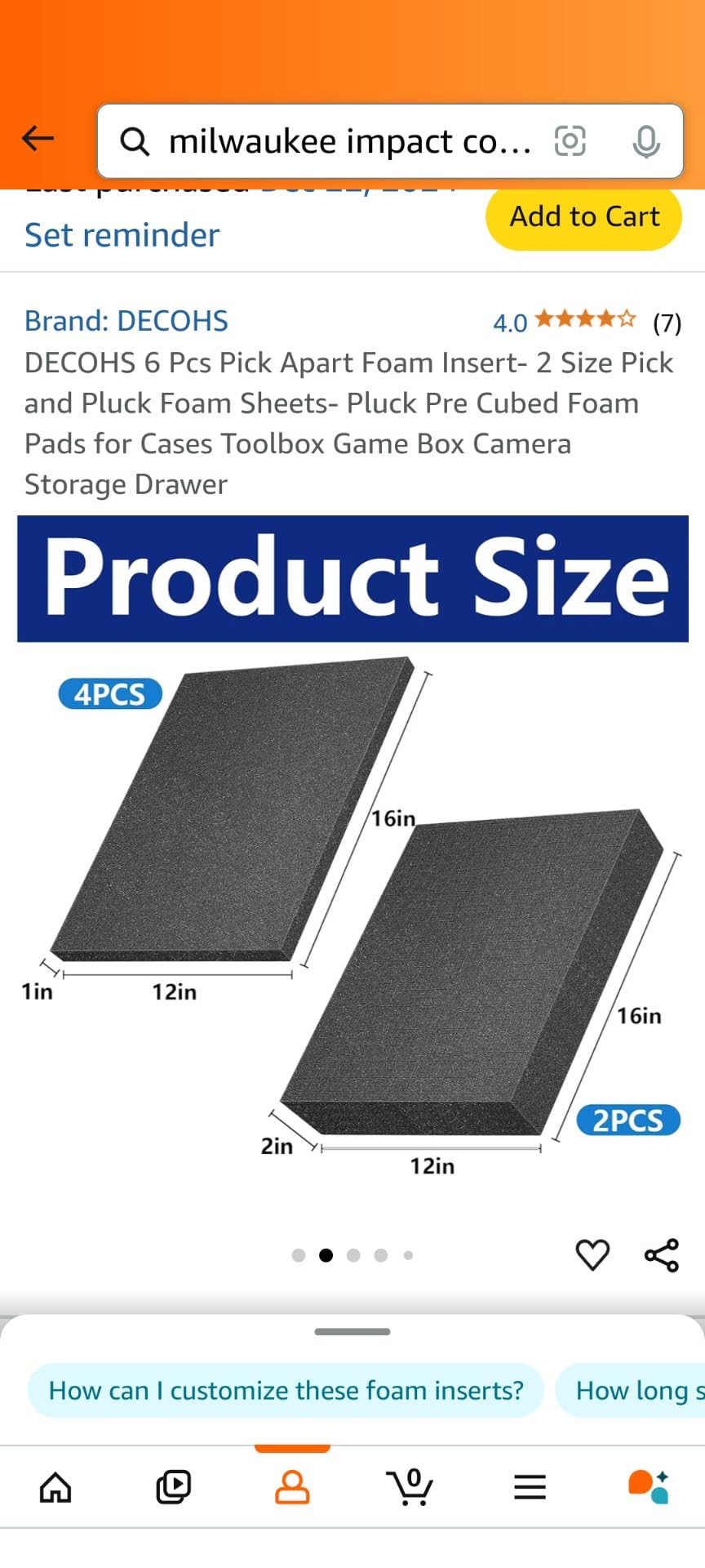 DECOHS 6 Pcs Pick Apart Foam Inserts- 2 Size Pick and Pluck Foam Sheets- Pluck Pre Cubed Foam Pads for Toolbox Game Box Cases Camera Storage Drawer customer photo 2