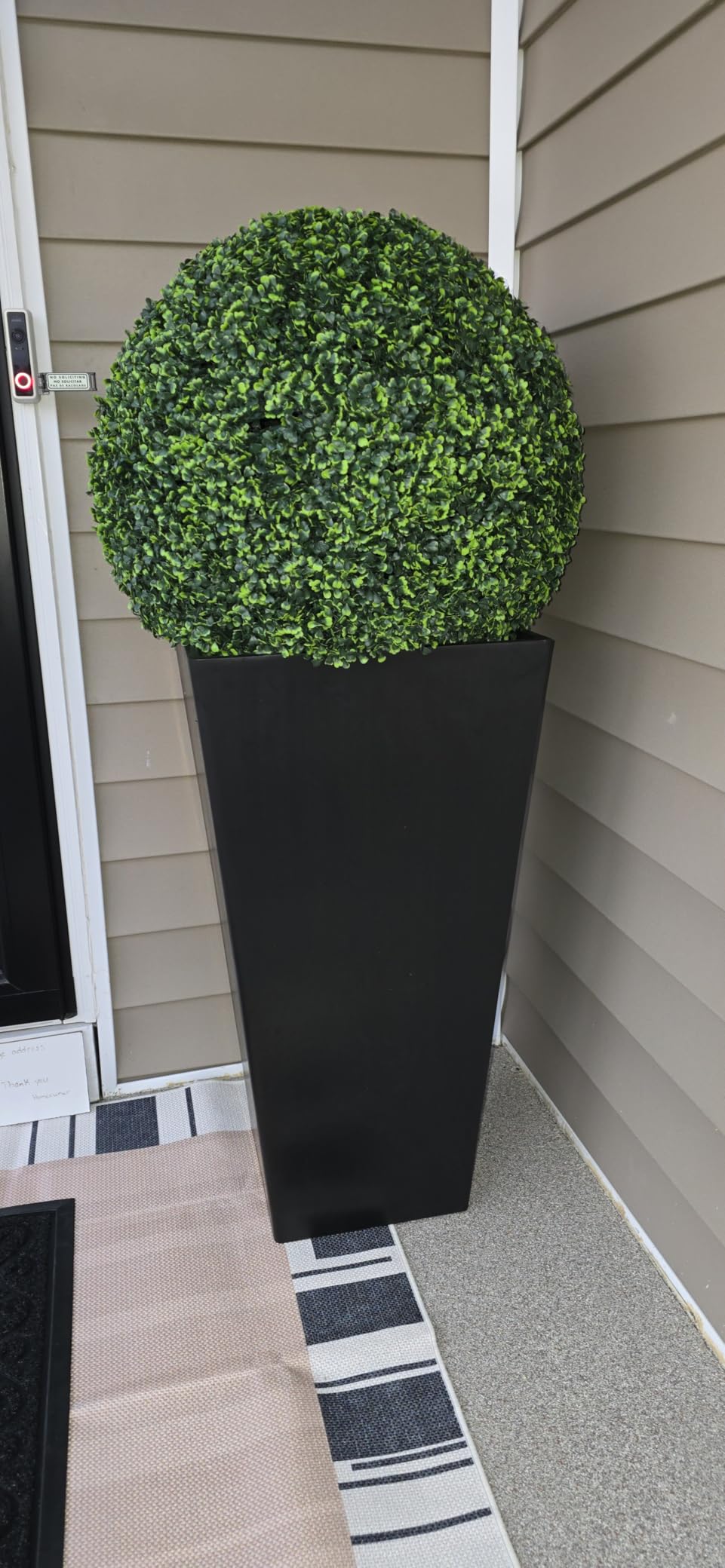 Heyzier Tall Planters for Outdoor Plants, Large Resin Flower Pots for Garden, Front Porch, Patio, Indoor - Set of 2 (Black, 28 inch - 2 Pack) customer photo 1