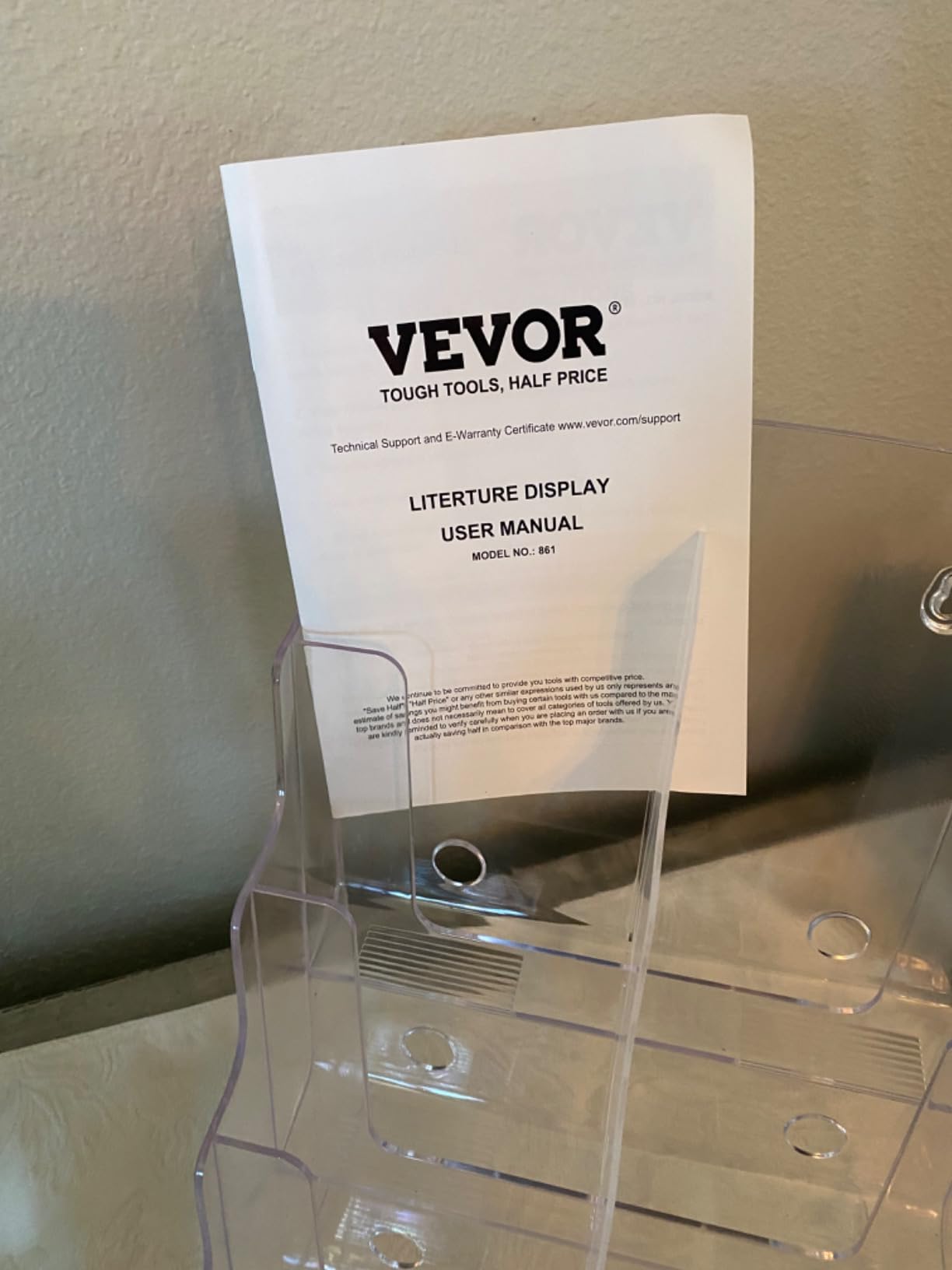 VEVOR Acrylic Brochure Holder 8.5 x 11 inch, 4-Tier Clear Acrylic Literature Display Stand, Plastic Literature Organizer Flyer Stand & Removable Divider for Office Exhibition, Countertop or Wall Mount customer photo 2