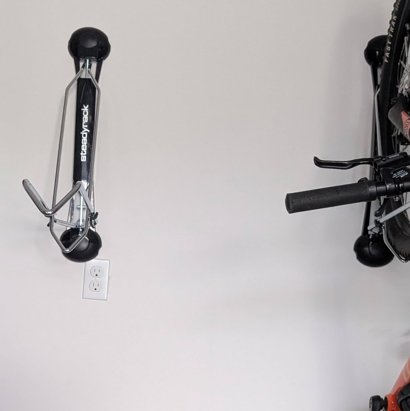 Steadyrack Swivel Bike Wall Mount, Vertical Mountain Bike Rack, Garage | Fits 24 to 29 in wheels and 2.1 to 2.8 in tires. Roll-in, no lift, holds mountain and gravel bikes to 77 lb. customer photo 2