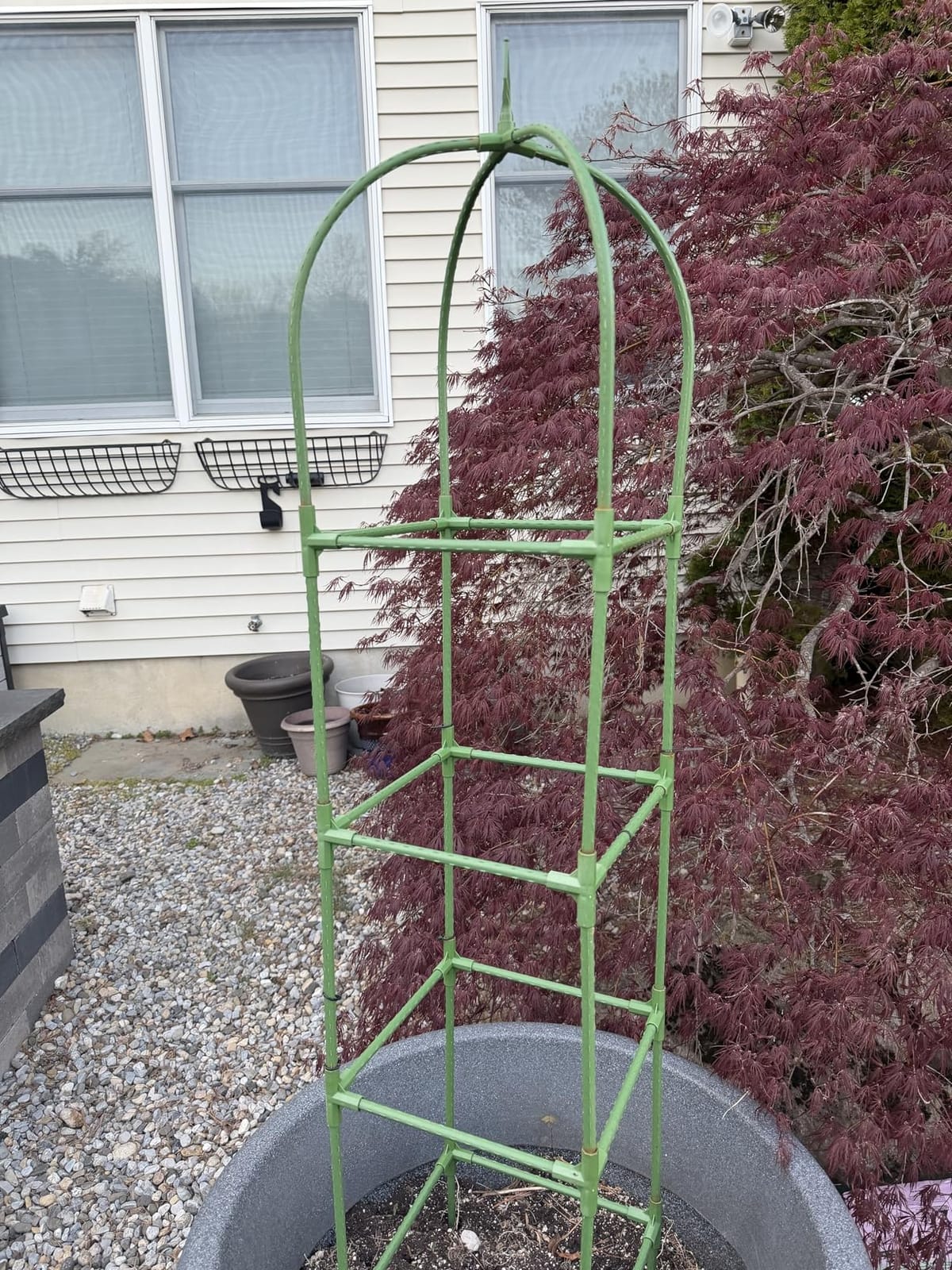 Garden Obelisk Trellis for Climbing Plants, 6FT Garden Obelisk Rustproof PE Coated Metal Potted Plant Climbing Support, Thickened Tube Plant Tower Trellis for Clematis Vine Support Indoor (2 Pack) customer photo 1