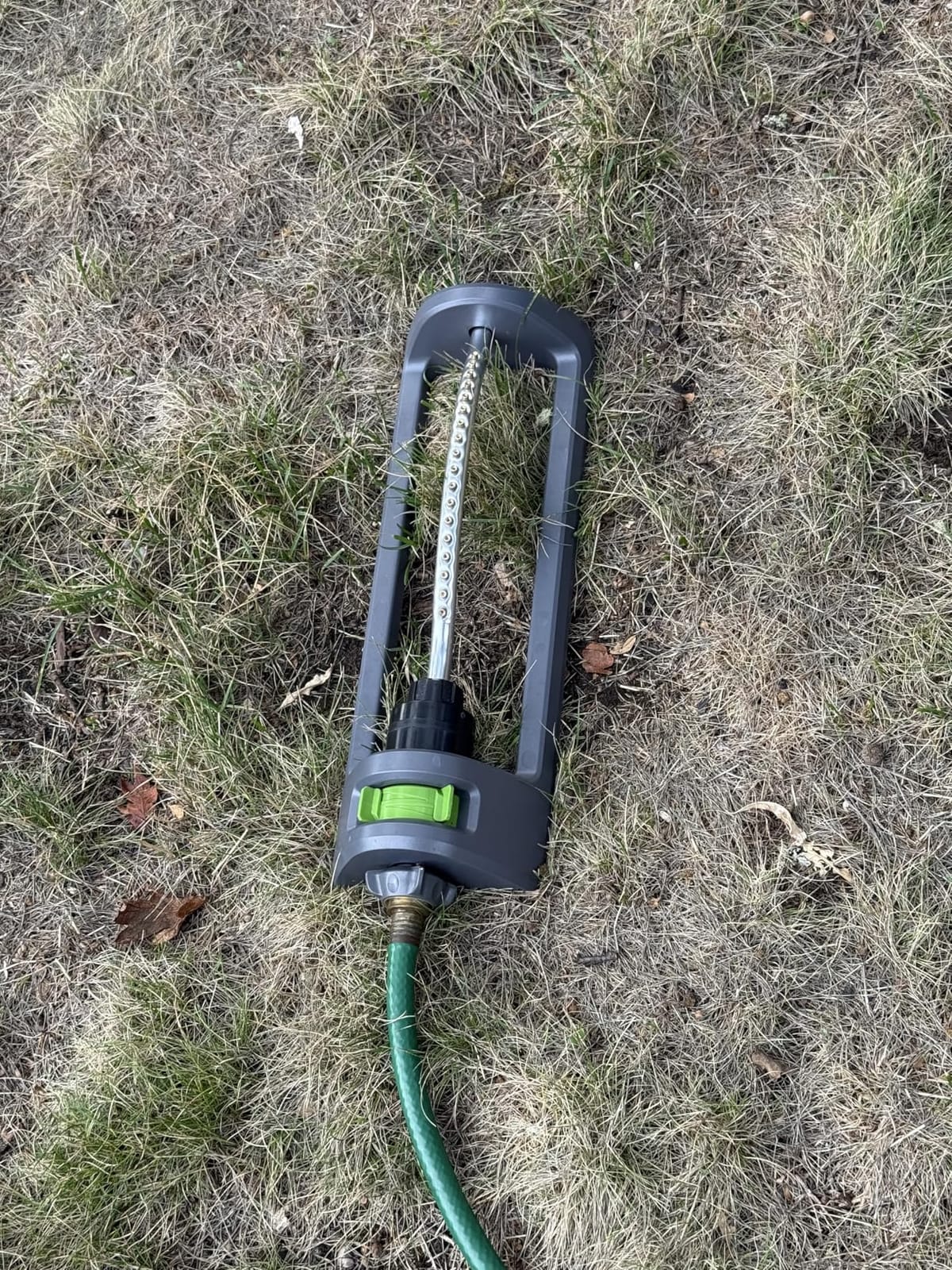 Lawn Sprinkler, 18-Hole Brass Nozzle Oscillating Sprinkler, Garden Tool for Lawns up to 3,600 Square Feet, Jet Cleaning Needle Hidden on the End of the Product, Gray customer photo 2