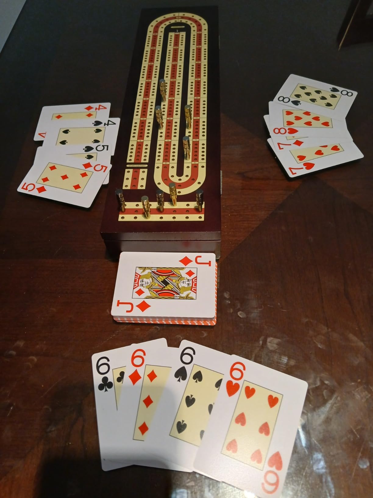 ESENHARBER Cribbage Board Game Set, Premium Wooden Board with Magnetic Lock and Metal Pegs, 2 Playing Cards, and Large Storage - Travel-Friendly Continuous 3 Track Board customer photo 1