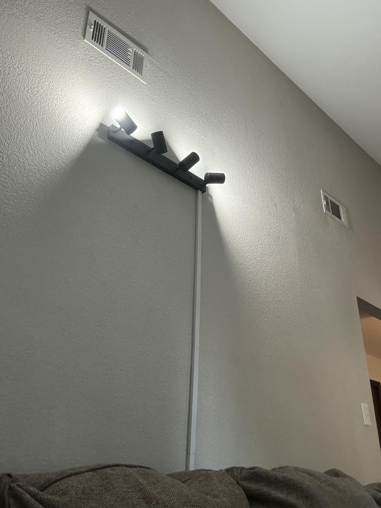 AUQUEE 5 Light Track Lighting Kit,30'' Black Modern Plug in Ceiling Spotlight,Industrial LED Wall Light for Kitchen Cabinet Gallery Bar Hallway Living Room,Rocker Switch,15 Foot Cord(No Bulb) customer photo 2