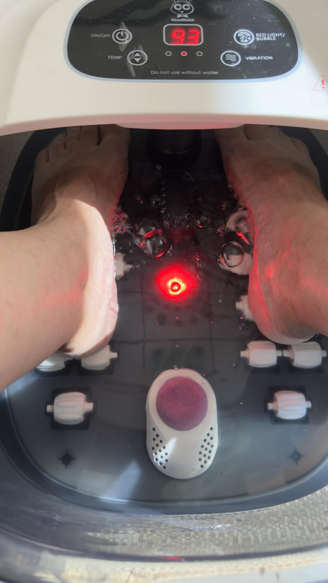 Foot Spa Bath Massager with Heat Bubbles and Vibration Massage and Jets, 16 OZ Calming Lavender Foot Soak Epsom Salt, MoodRelish Foot Soaker with Red Light, 22 Massage Rollers, Adjustable Temp - Black customer photo 2