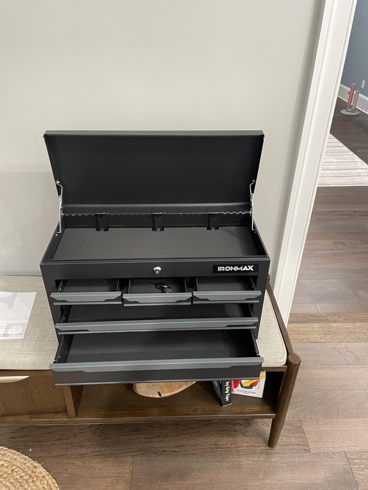Goplus Tool Box, 24” 6-Drawers Steel Tool Chest w/Top Tool Tray,Automatic Lock, Protective Liners, Handle, Smooth Ball Bearing Sides, Portable Tool Storage Organizer, Toolbox for Garage Workshop customer photo 2