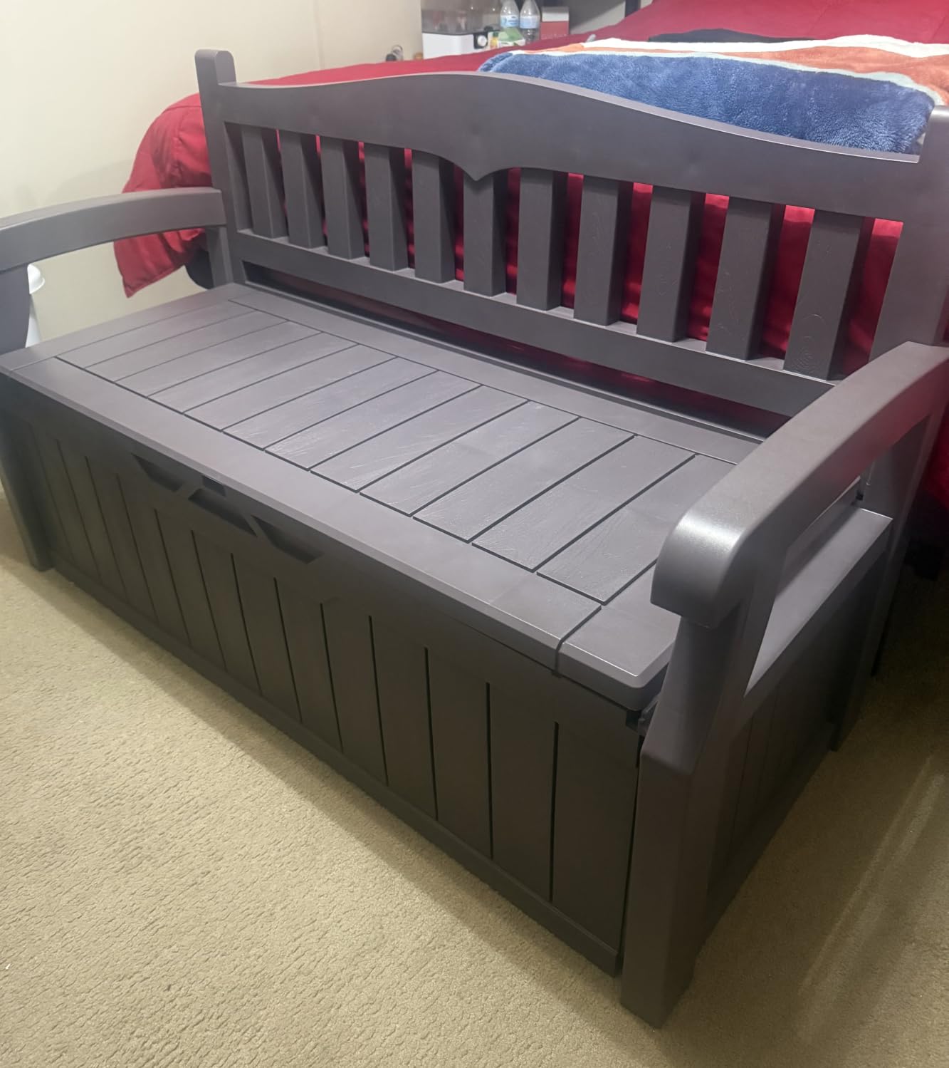 Devoko 80 Gallon Storage Bench Deck Box Waterproof&Lockable | Outdoor Benches for Patio Furniture, Garden Decor and Outdoor Seating for Cushions, Garden Tools and Pool Supplies customer photo 1