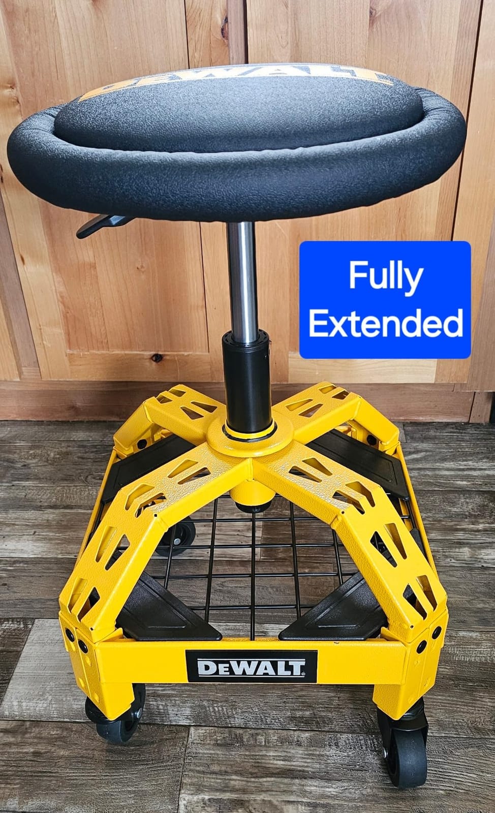 DEWALT Heavy-Duty Metal Rolling Stool for Shop or Garage, Padded 360-degree Swivel Seat, Durable Steel Frame, Adjustable customer photo 2