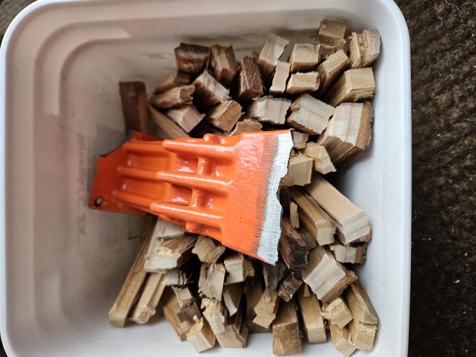 SPEED FORCE Firewood Kindling Log Wood Splitter - No Axe! Wedge Point Splits Firewood, 6 Inch Orange with Safety Cover, Safety Guard Available customer photo 2