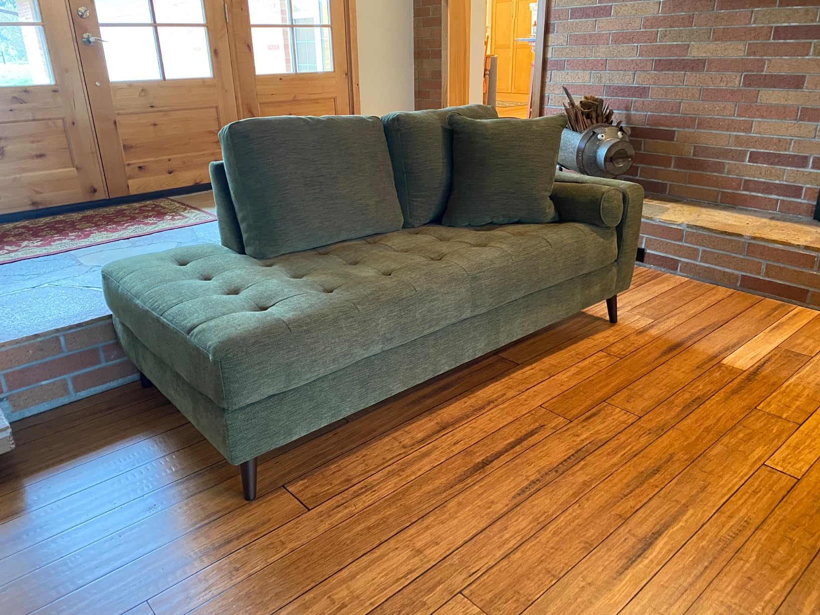 Signature Design by Ashley Right Arm Facing Corner Chaise Lounge, Green | Oversized 75-in deep seating, Premium polyester and viscose chenille, Fits 32-in minimum doors, Bixler Series customer photo 1
