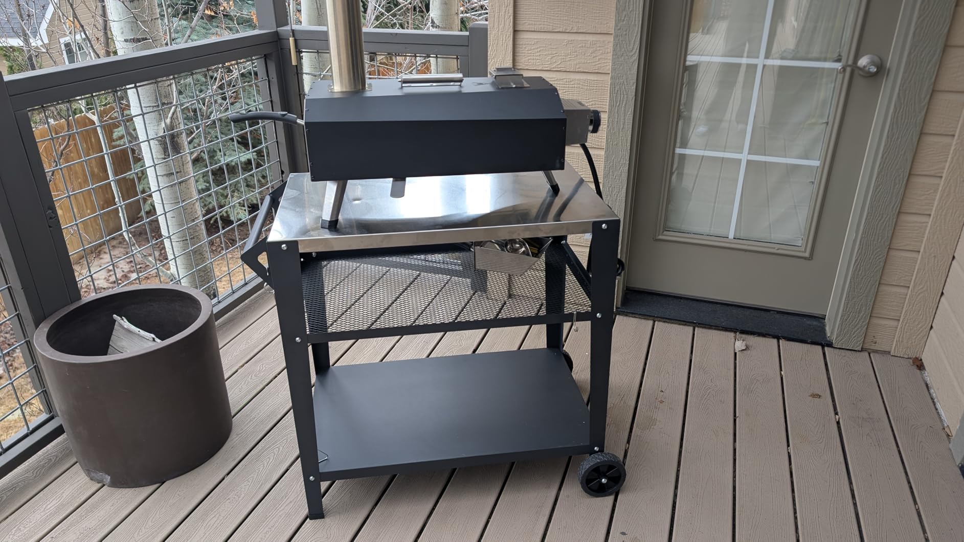 LEETOLLA Stainless Steel Outdoor Grill Cart with Wheels, Heavy-Duty 3-Tier BBQ Prep Table for Pizza Oven, Griddle, Patio – Rustproof Commercial Kitchen Cart with Tool Hooks customer photo 2