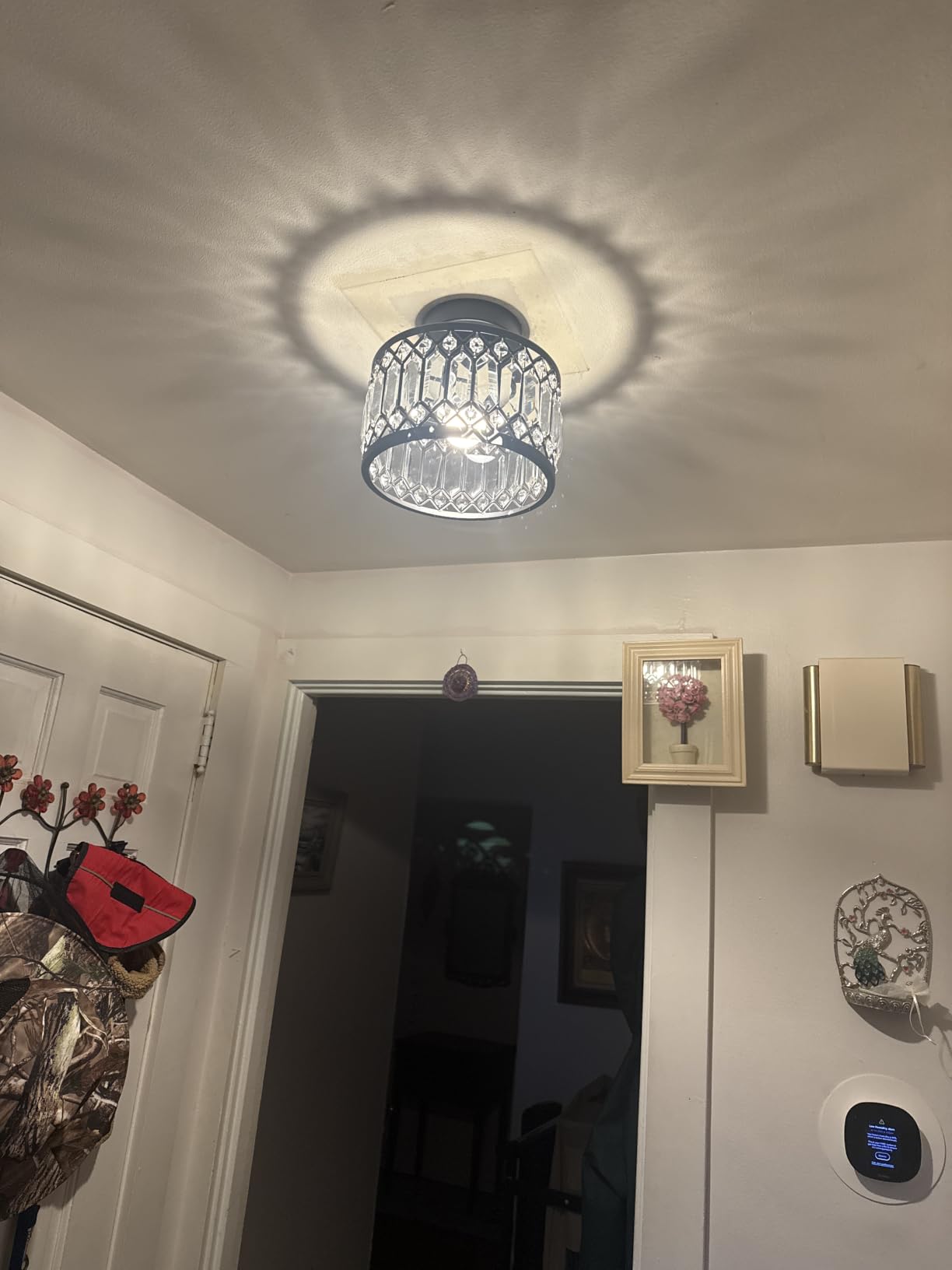 Pevfah Crystal Black Ceiling Light, 1-Light Semi Flush Light Fixture, 9 in | Flush Mount Hallway Chandelier, Small Light Fixture Ceiling Mount, Modern Ceiling Lamp for Entryway Closet, Bulb Not Included customer photo 1