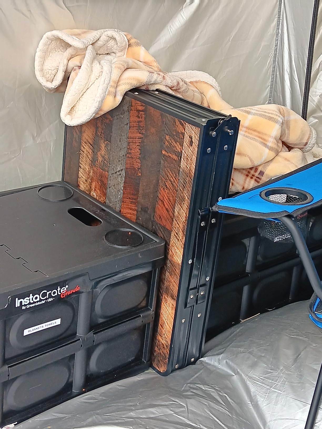 REDCAMP 4ft Camping Kitchen Table with Sink, Outdoor Cooking Station | Folding Grill Table with Storage Organizer and Telescoping Light Stand, Camping Kitchen Station for BBQ, Party and Picnic customer photo 1