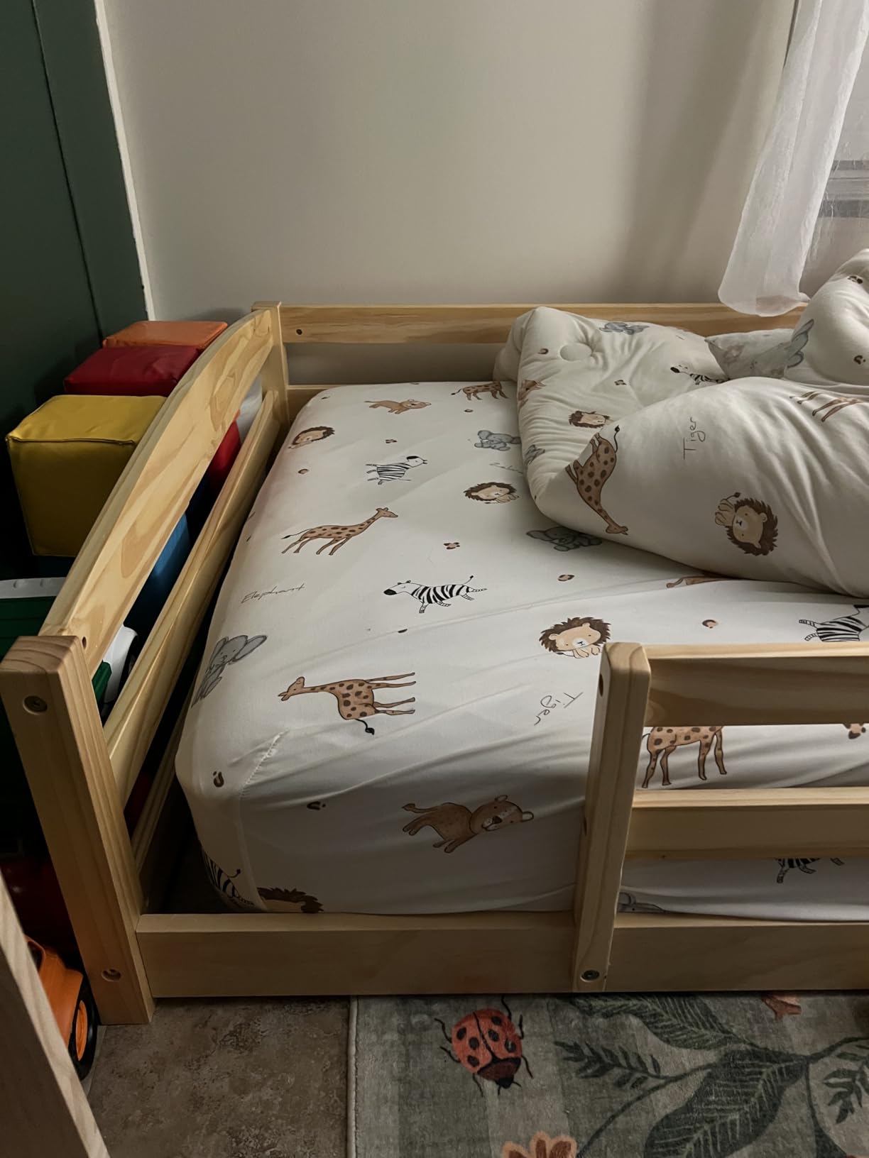 Twin Floor Bed with Safety Guardrails, 2 Openings and 14 supportive slats customer photo 2