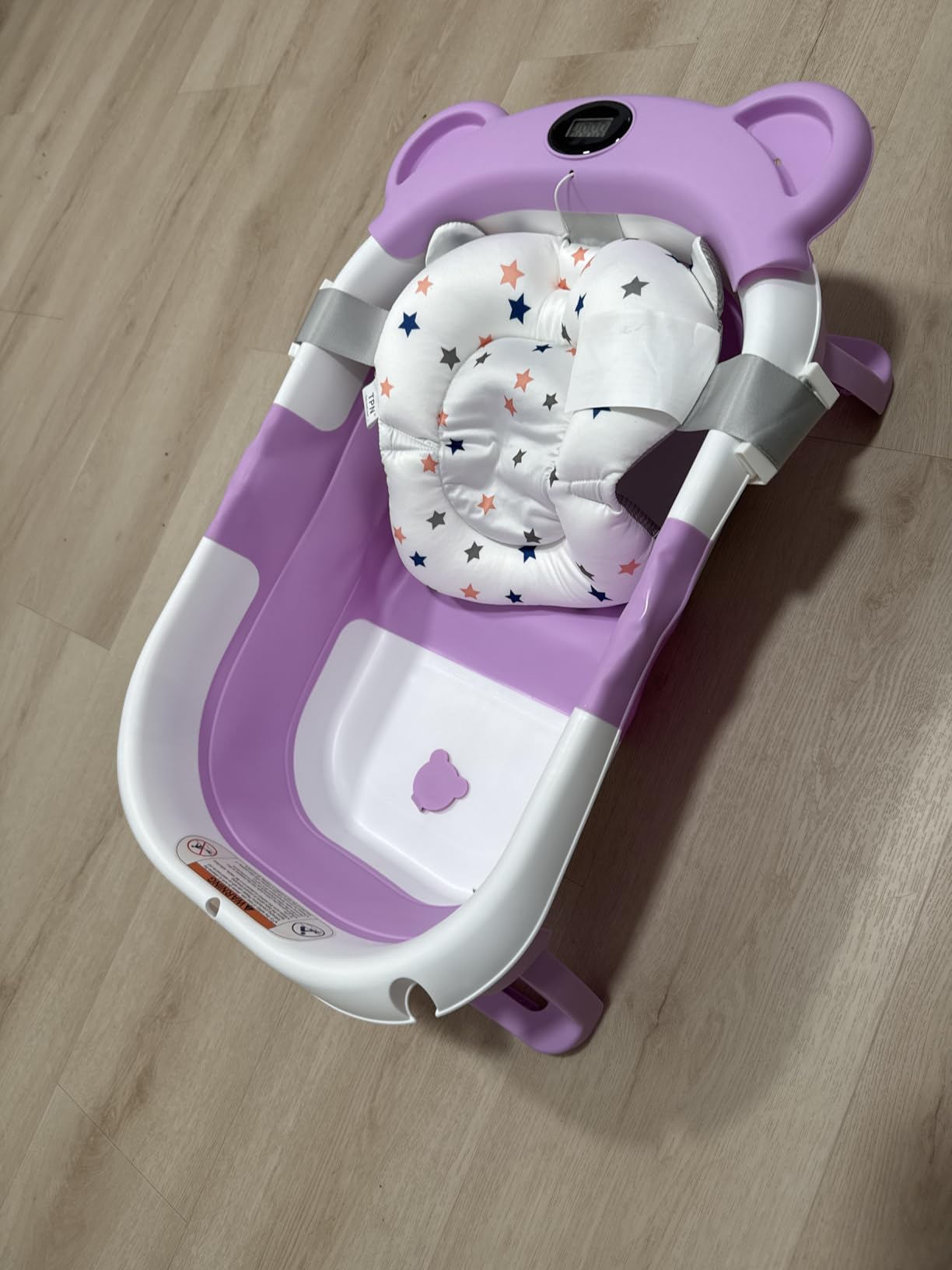 TPN Collapsible Baby Bathtub, Baby Bath Tub with Soft Cushion & Real-Time Thermometer, Baby Bathtub Infant to Toddler Tub (0-36 Months), Portable Newborn Travel Bath Tub customer photo 1