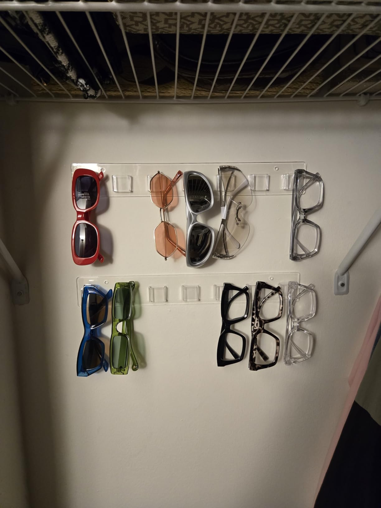 Meaocer Sunglasses Organizer 2 Pack, Wall Glasses Holder, Acrylic Sunglasses Display, Eyeglass Organizer for Multiple Glasses for Office & Home Decor, Unique Gifts for Husband, Women & Girls, Clear customer photo 2
