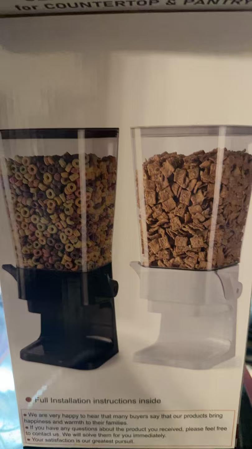 Cereal Dispenser Countertop with Cereal Bowls,16 Labels & Pen, Cereal Containers Storage, Candy Dispenser, Dry Food Dispenser For Pantry - Not Easy to Crush Food (Black, 2 Pack) customer photo 2