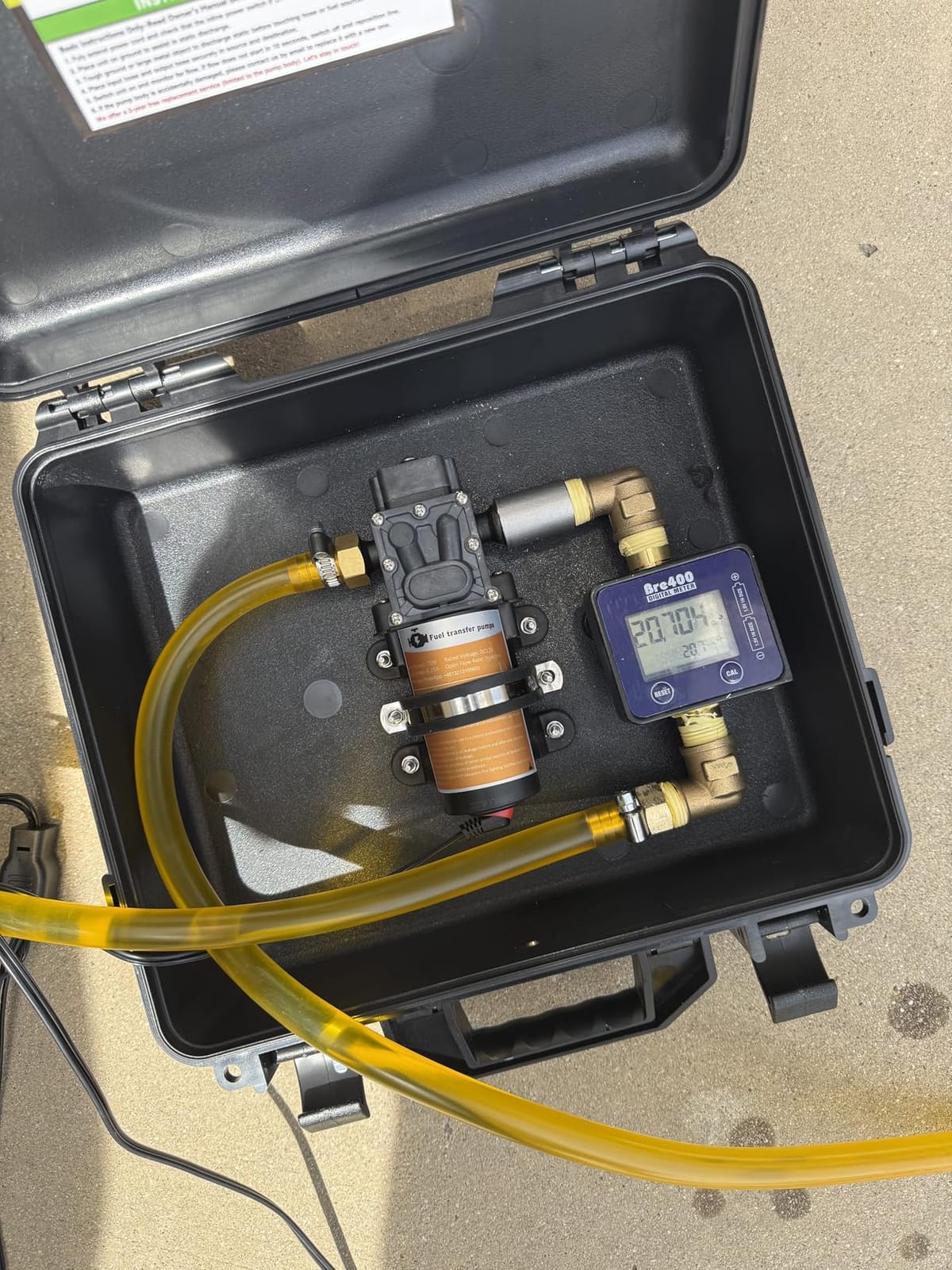 12V 75W Fuel Transfer Pump Kit, 110GPH Gas Transfer Pump with High Elastic Fuel Pipe & 2 Power Cables, Great for Vehicles, Boats, Equipment, Gasoline, Diesel (110GPH, SET) customer photo 1
