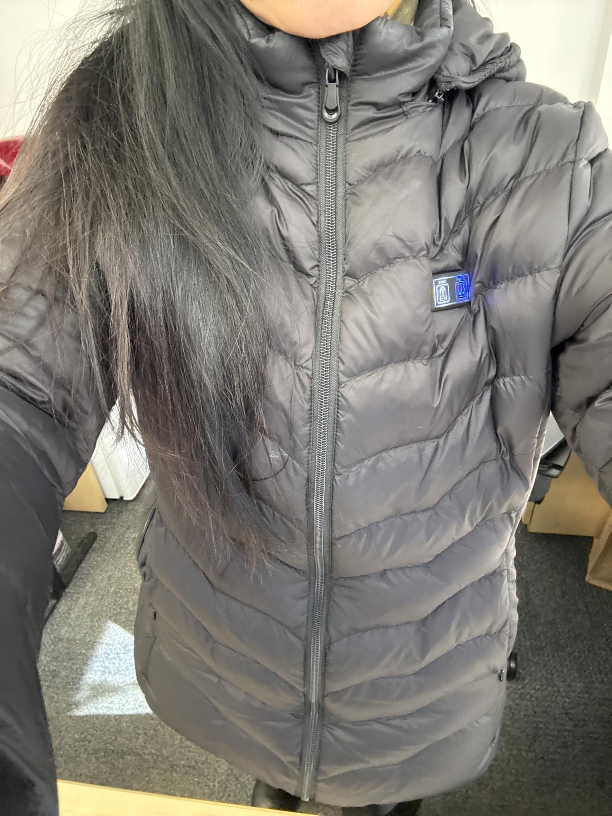 OAOA innovation Womens Heated Jacket with 10000mAh Battery Pack, Dual Control Button Heated Coat customer photo 1