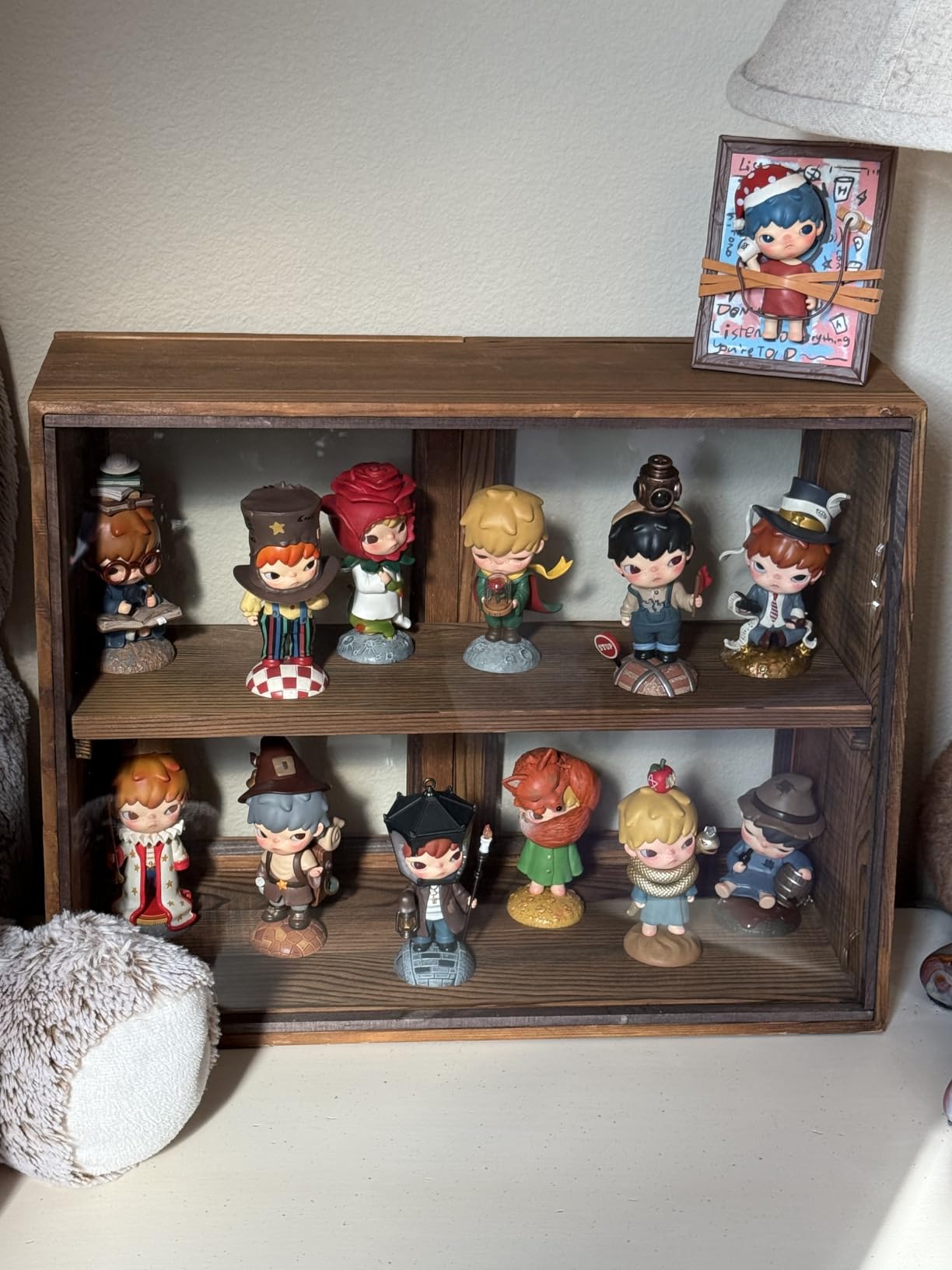 MOOCA Wood Glass Display Case with Double Doors, 2-Level Shelf, Brown customer photo 2