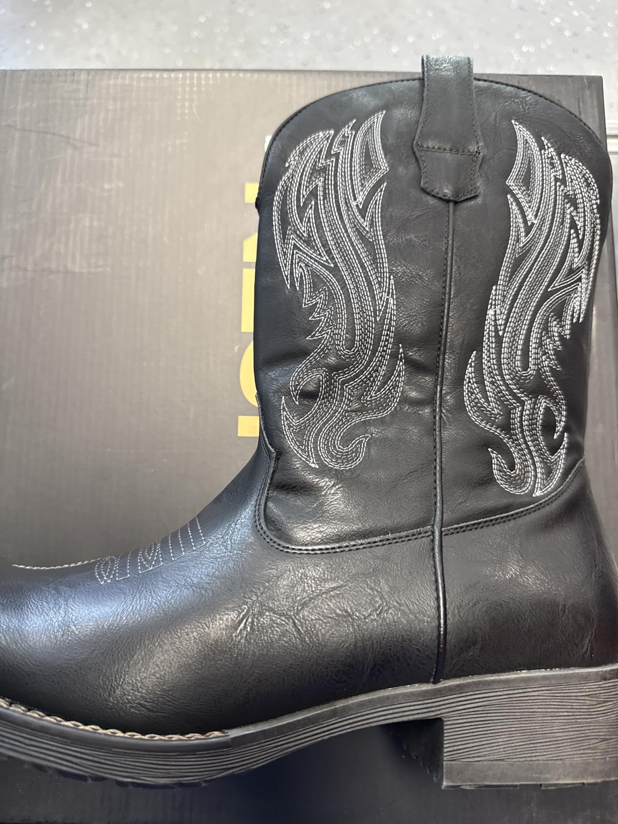 Jousen Cowboy Boots for Men Square Toe Western Side Zipper customer photo 2