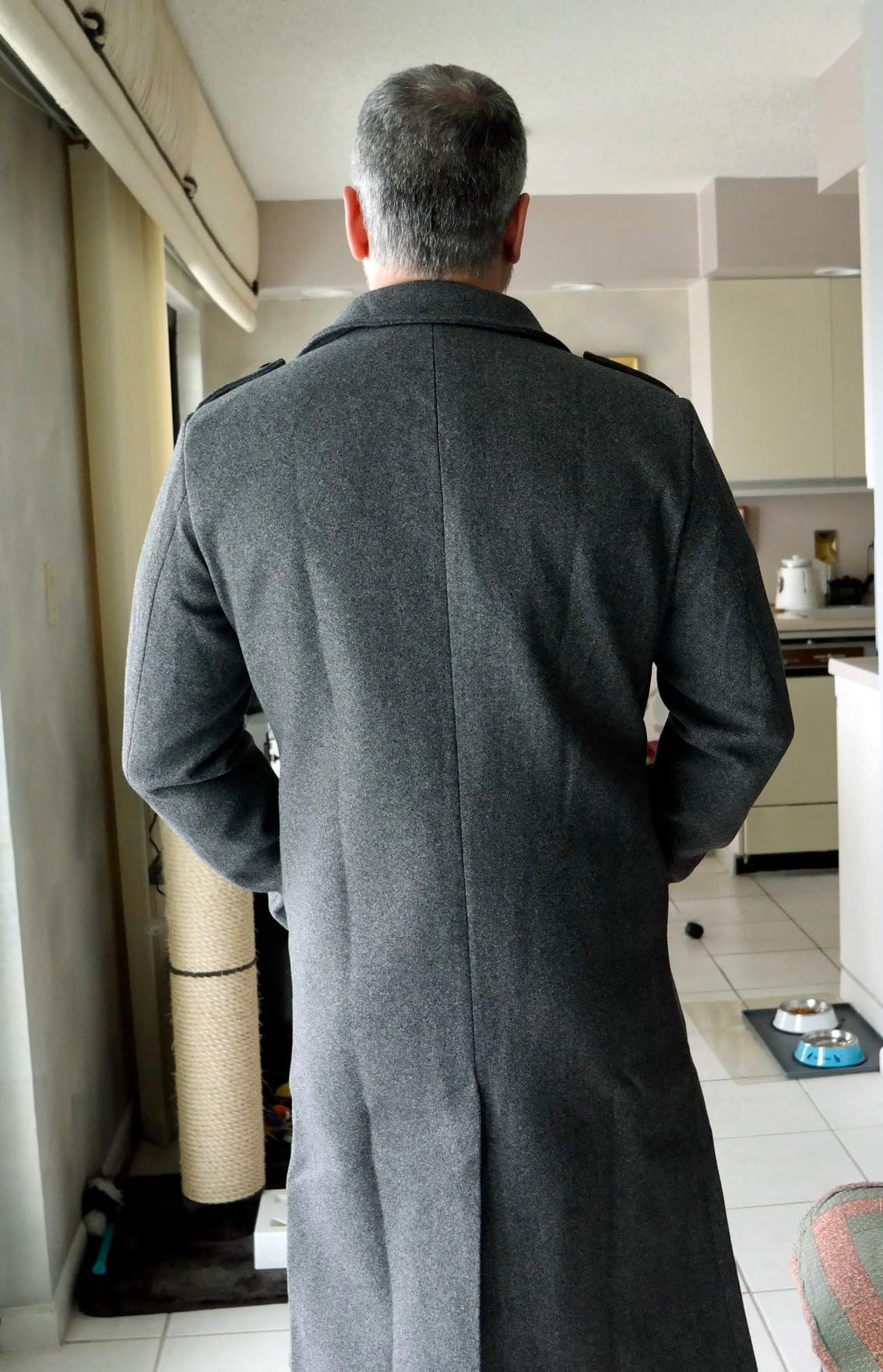 Runcati Mens Double Breasted Trench Coat Long Peacoat Winter Overcoat customer photo 2