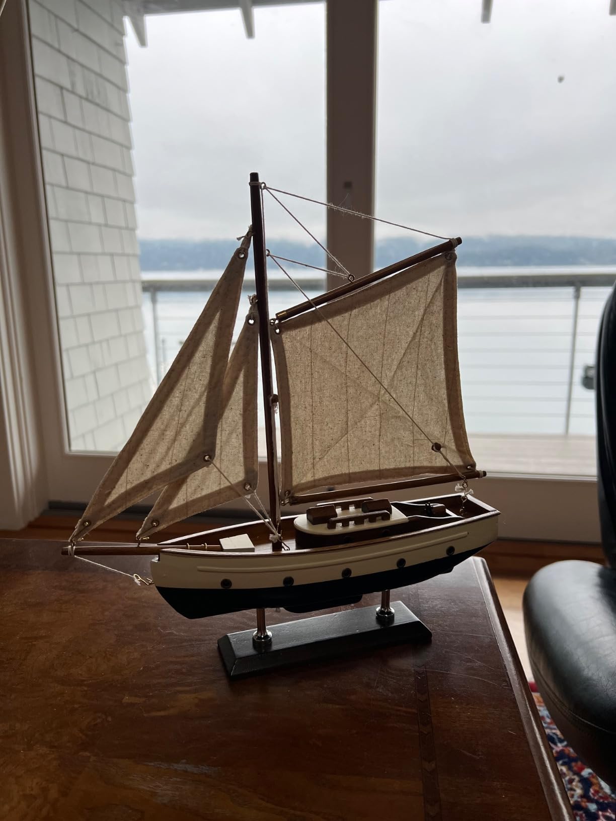 SAILINGSTORY Wooden Sailboat Decor Sailing Ship Model Boat Natural | 1930's Classic Yacht, Handcraft Authentic Details, Nautical Decor customer photo 1